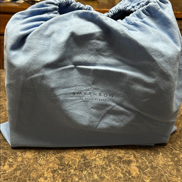 Smythson of Bond Street Pink & Navy Leather Metal Clasp Satchel. - Picture 14 of 14